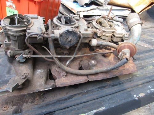 1963 389 pontiac tri power 3x2 intake carbs complete w/ linkage vacuum fittings