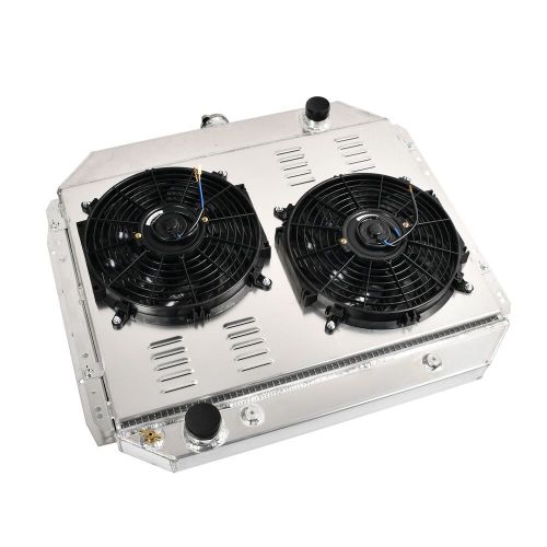 3 rows radiator &amp; shroud fan for ford bronco truck f100 f150 f250 f350 1966-1979