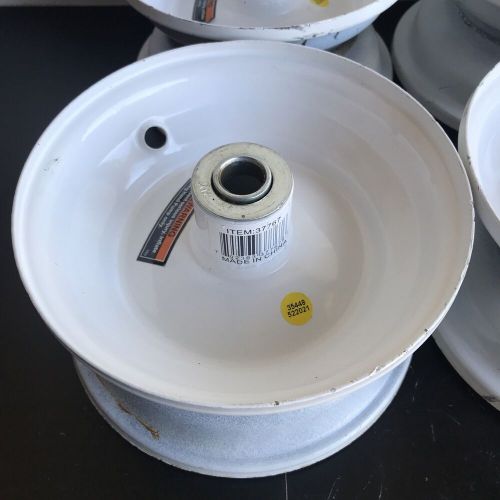 4 White Steel Hub Wheels/Rims Lawn Garden Trailer Wagon Ball Bearing 5/8” Axle, US $79.99, image 5