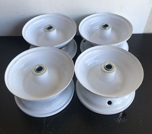 4 White Steel Hub Wheels/Rims Lawn Garden Trailer Wagon Ball Bearing 5/8” Axle, US $79.99, image 8
