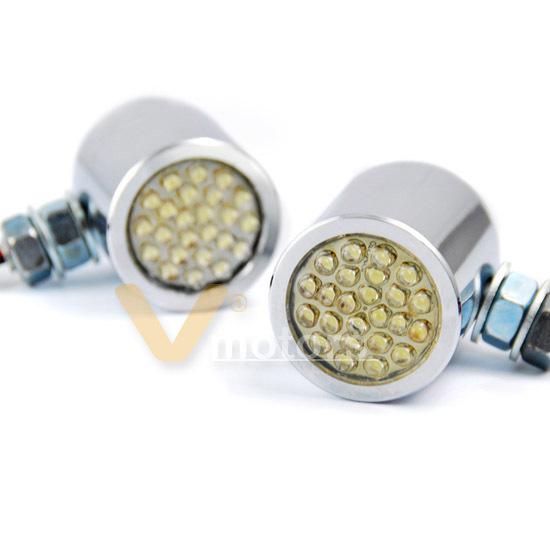 2x motorcycle billet chrome 24 led turn signal indicator drl running fog light