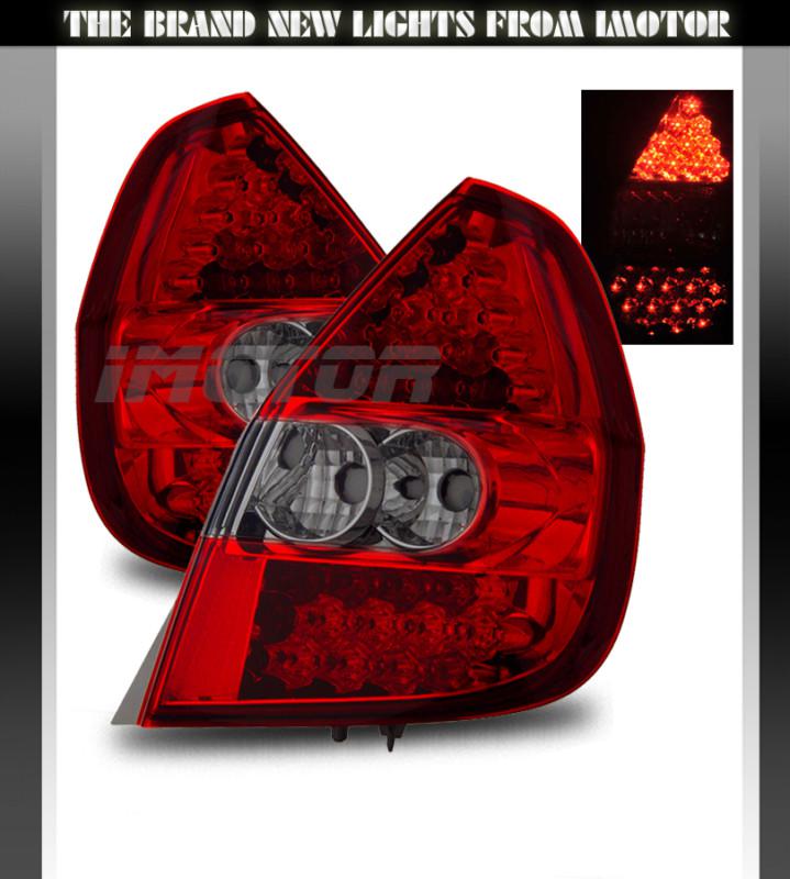 06-07 honda fit base/dx/lx/sport red smoke led tail lights rear brake lamps new