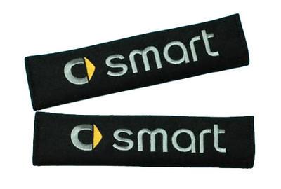 Pair of smart auto car seat belt shoulder pads cushions covers fortwo black