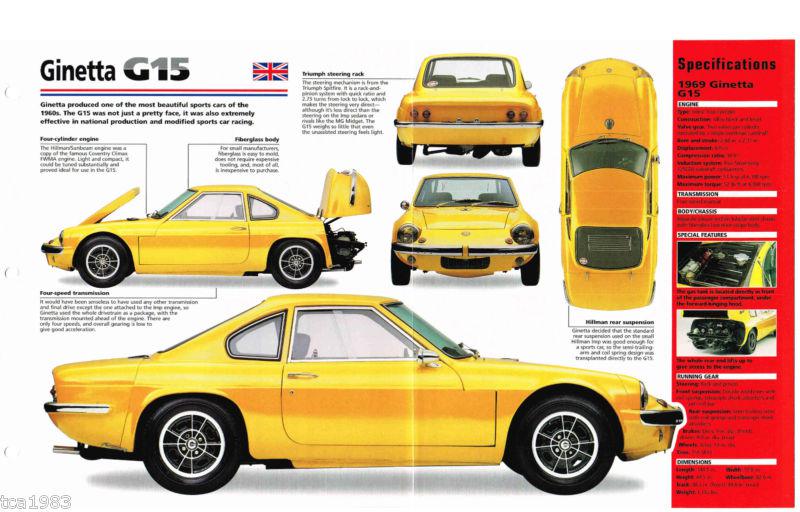Ginetta g15 / g-15 imp brochure: 1967,1968,1969,