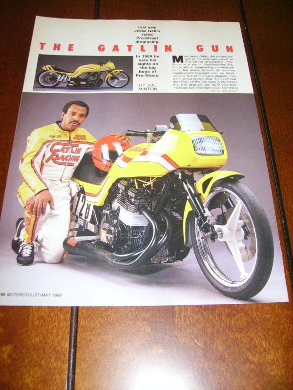 Suzuki gs1100 jesse gatlin 1423cc pro street 8.49 dragbike ***orig. 1988 article