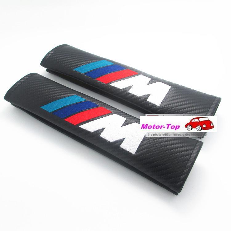 2x Carbon Fiber Embroidery Seat Belt Shoulder Pad Cushions Cover For BMW M M3 M5, US $14.20, image 2