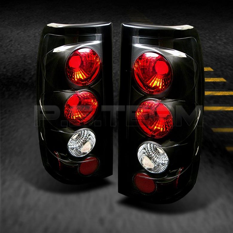 99-02 silverado 99-03 sierra pickup truck g2 black tail brake lights lamps pair