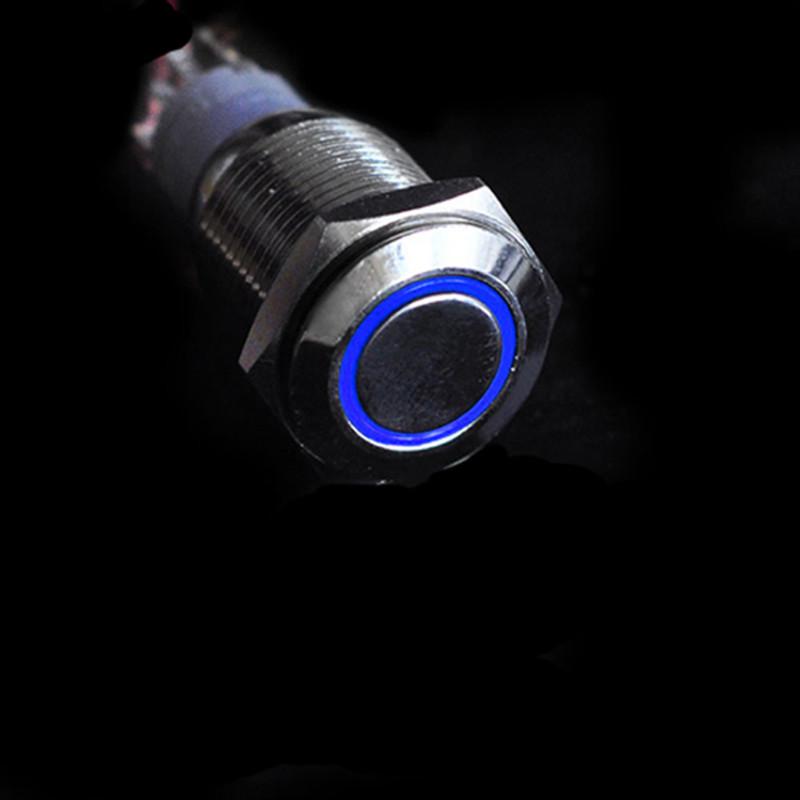 Blue 16mm 12v led angel eye metal push button on/off metal switch for car diy