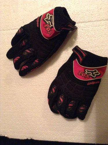 Fox youth black/pink dirtpaw race gloves youth small