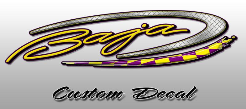 Baja boat owners outlaw, islander, boss custom graphic decal - diamplate yellow