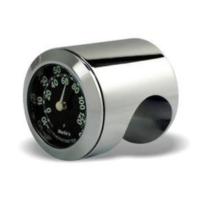 Kuryakyn 6054 marlins talon thermometer chrome w/ black face 7/8"-1" bars  