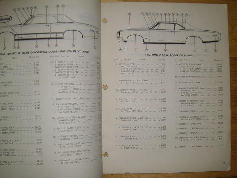 Purchase 1966 PONTIAC MOLDING & CLIP PARTS CATALOG / ORIGINAL BOOK