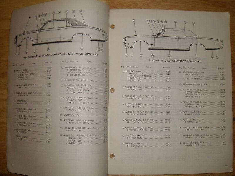Purchase 1966 PONTIAC MOLDING & CLIP PARTS CATALOG / ORIGINAL BOOK
