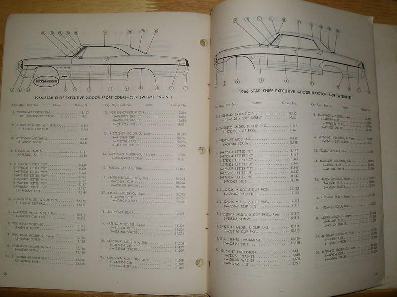 Purchase 1966 PONTIAC MOLDING & CLIP PARTS CATALOG / ORIGINAL BOOK