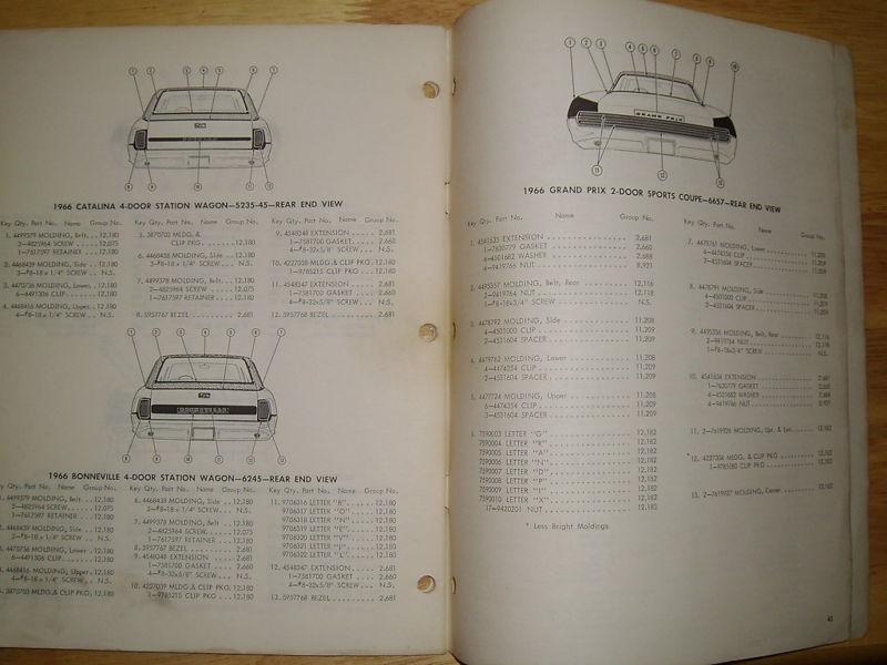 Purchase 1966 PONTIAC MOLDING & CLIP PARTS CATALOG / ORIGINAL BOOK