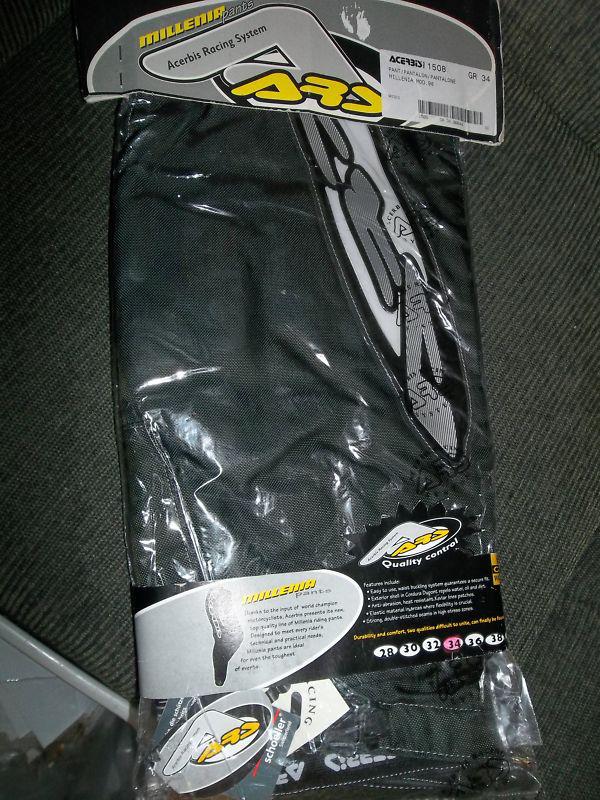 Acerbis millenia pants black white silver waist 34 mx riding gear nib
