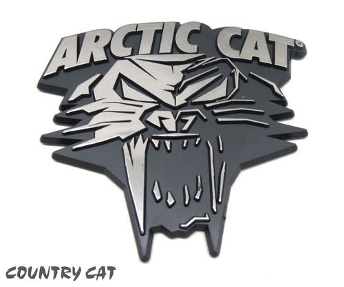 Arctic cat 2014 cathead stick-on plastic car emblem - chrome / black - 5243-016