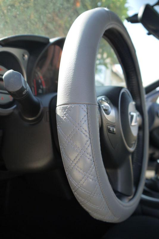 Circle cool gray car steering wheel wrap cover trim grey leather 57007 van sport