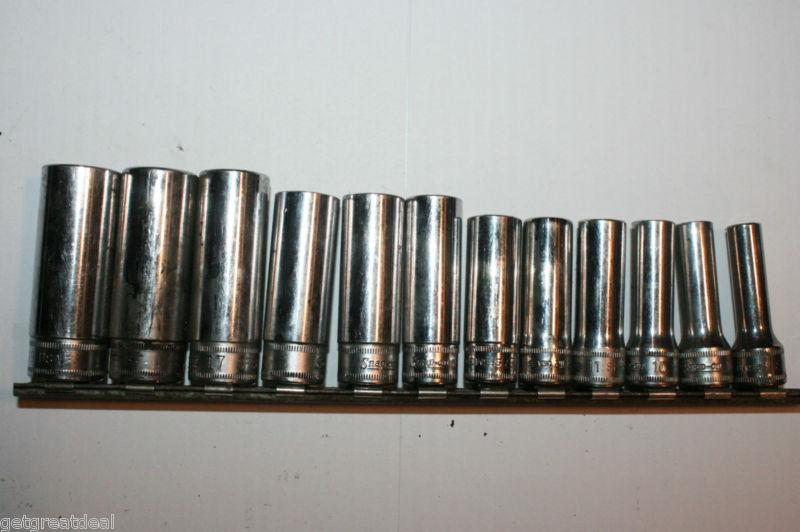 Snap-on tools 3/8" drive deep metric 6-p socket set 12pcs 8-19mm