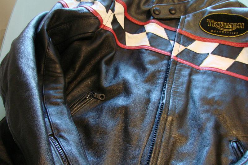 Triumph Triple T Connection leather riding jacket size 42 large , US $120.00, image 11
