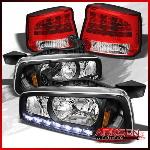 Purchase 0508 Charger 2In1 Black Drl Led Headlights+Red Clear Philips