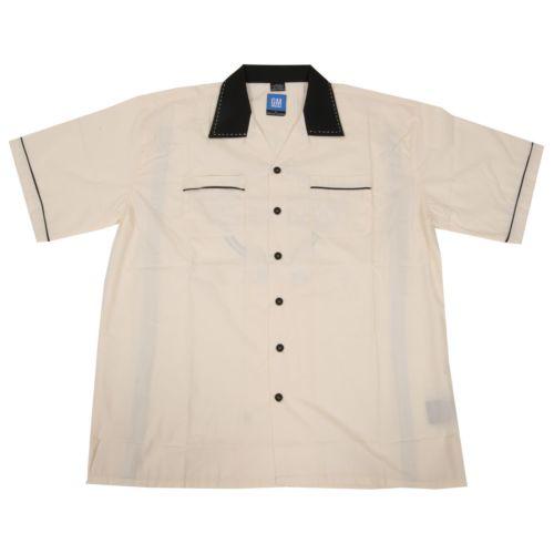 Ghh shirt button down cotton rayon short sleeve white retro corvette men's large