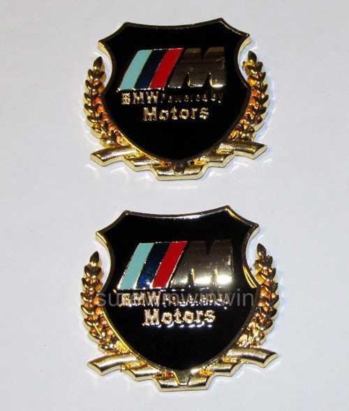 2pcs car motor truck bmw 3m metal side pillar sticker emblems badges