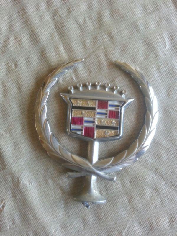 Oem chrome cadillac hood ornament fleetwood brougham oval base deville seville