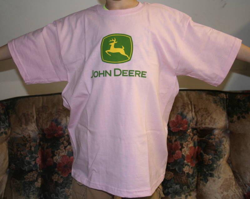 John deere dear pink girls short sleeve t shirt childrens s m l new childs kids 
