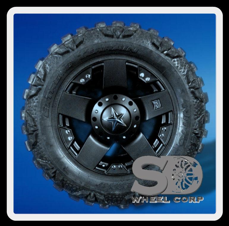 18" wheels rims xd rockstar matte black w/ 33x12.50x18 nitto mud grappler tires