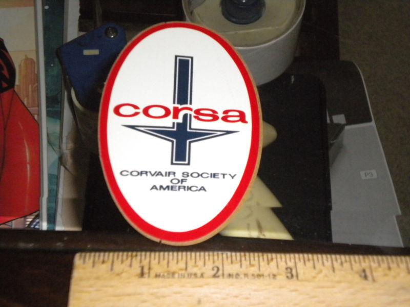 Vintage 1980's corsa corvair society of america window sticker