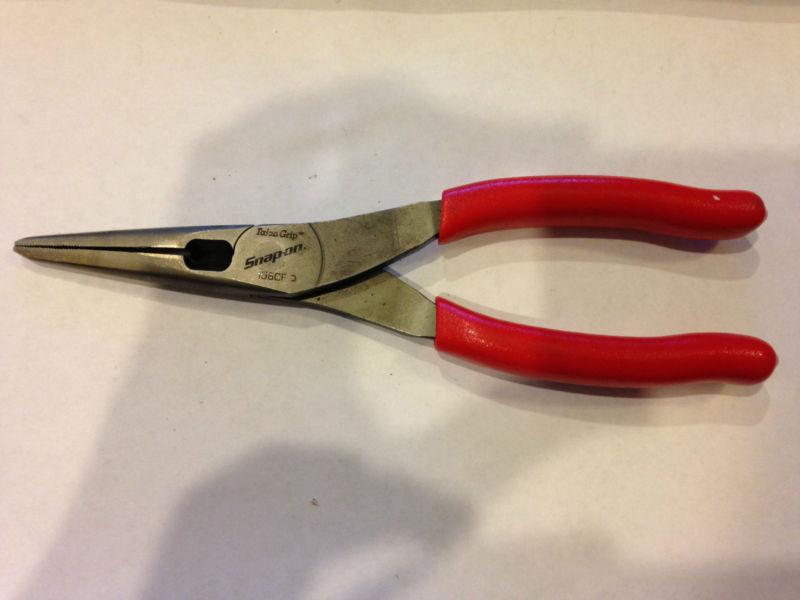 Snap-on tools talon grip long needle nose cutter red vinyl grips 8" pliers 196cf