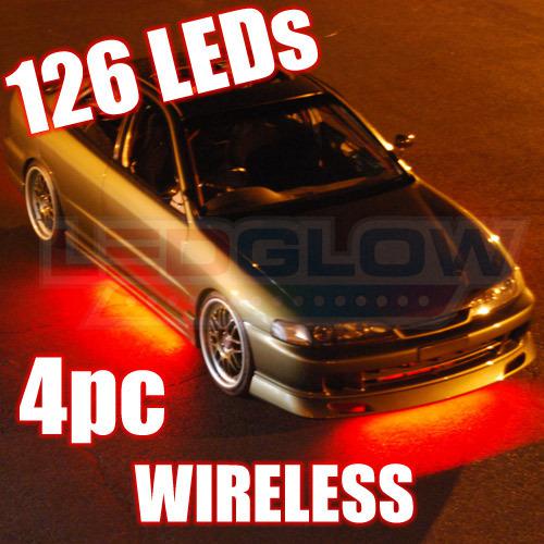 Buy 4pc Red Underglow Car LED Neon Lights Lighting w. Wireless Remote