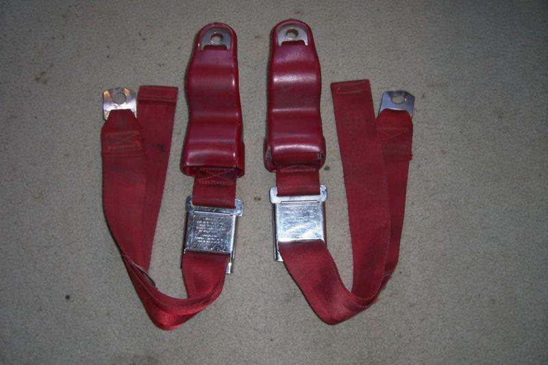 1967-1969 RED FRONT DELUXE RETRACTOR SEAT BELTS CHEVY CAMARO FIREBIRD, US $149.99, image 2