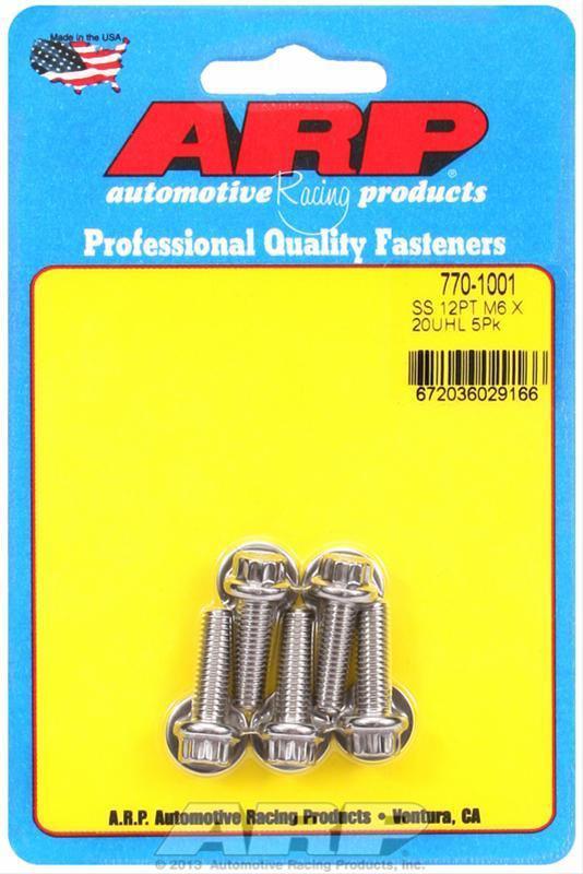 Arp bolts 12-point head stainless 300 polished 6mmx1.00 rh thread 20mm uhlof5