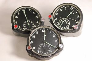 Three chp russian ussr military airforce cockpit clocks for parts/repair