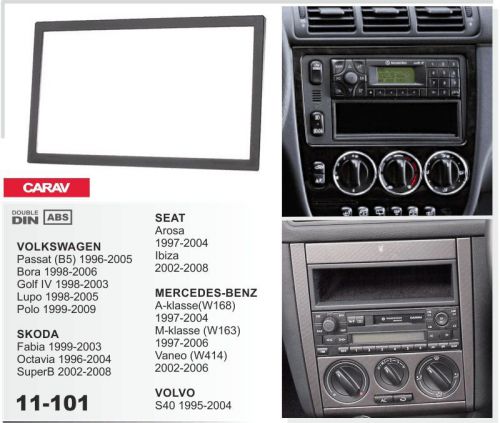 Carav 11-101 2din car radio dash kit panel for seat, skoda, vw, benz, volvo 95+