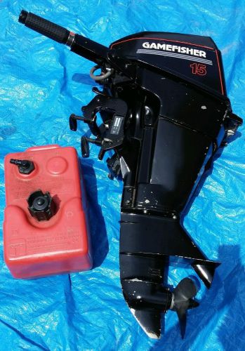 Gamefisher 15 hp outboard motor running mercury 15 hp with gas tank &amp; water pump