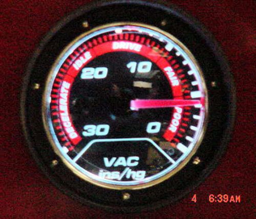 Vacuum guage 2&#034; mechanical new in box easy read lighted black face gage  r5716