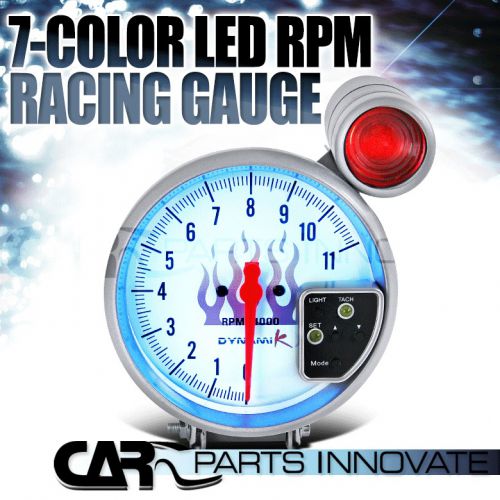 5&#034; 7 color led white face 11k rpm tachometer auto gauge+shift light