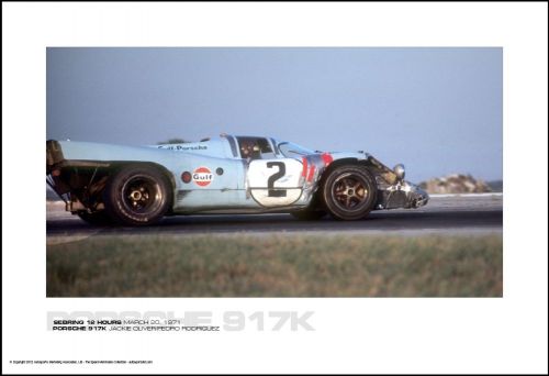 Porsche 917k jackie oliver/ pedro rodriguez – sebring 12 hours 1971 poster new