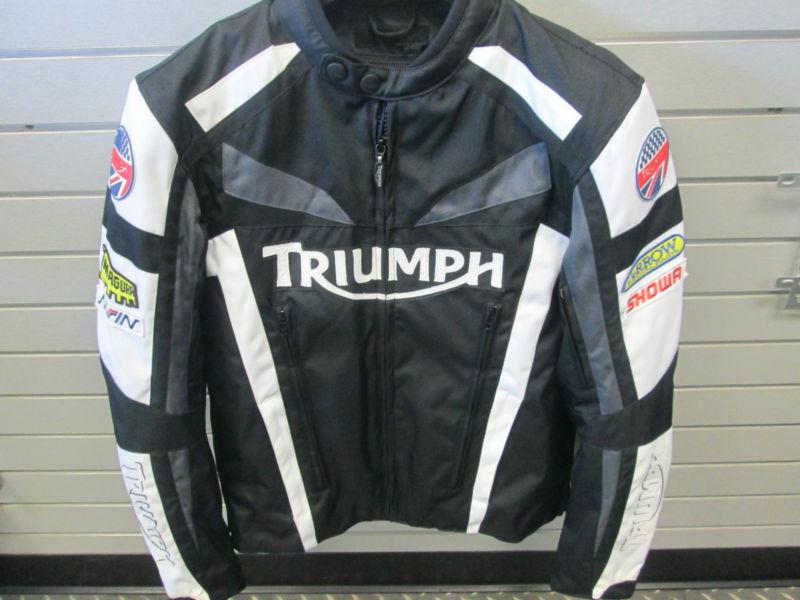 Men's triumph motorcycle viper paddock jacket black and white size 50 (us- xl)
