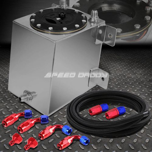 1 gallon polished aluminum racing fuel cell gas tank+cap+nylon braided line kit