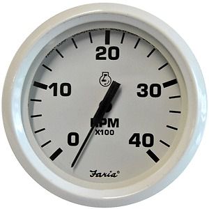 New faria dress white 4&#034; tachometer 4,000 rpm (diesel mechanical