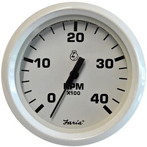 New faria dress white 4" tachometer 4,000 rpm (diesel mechanical
