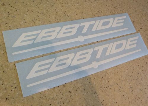 Ebbtide vintage fishing boat decal die-cut 2-pk 11" free ship + free fish decal!