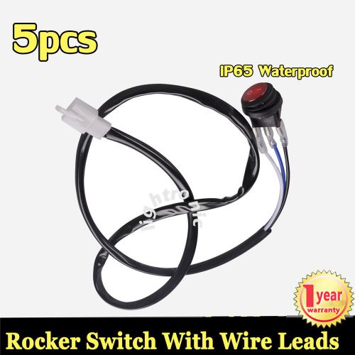 5x waterproof rocker on/off switch 12v 20a car boat spst marine socket with wire
