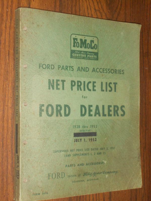 1928-1952 ford car / truck parts price list catalog / original book