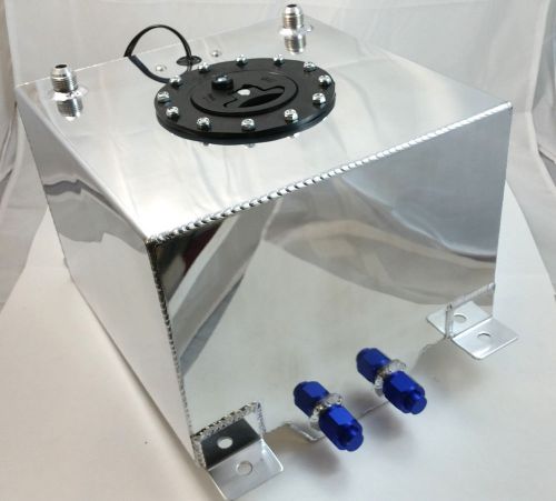 New polished aluminum 5 gallon fuel cell / tank w/ sender hot rod rat rod v8