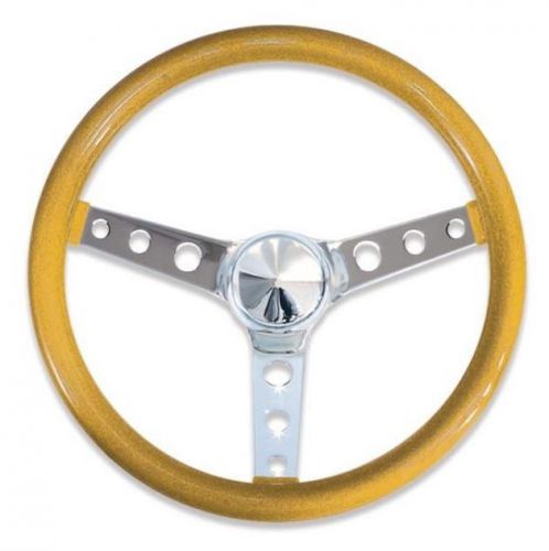 13&#034; 3-hole spoke steering wheel gold california metal flake mooneyes kustom